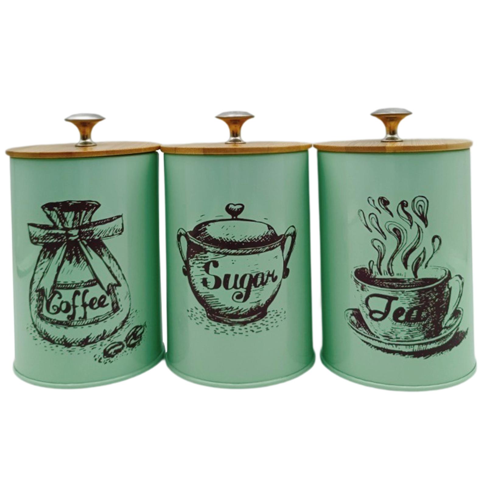 Coffee Tea Jar Set - 3Pcs Sealed Coffee Canister Set Iron