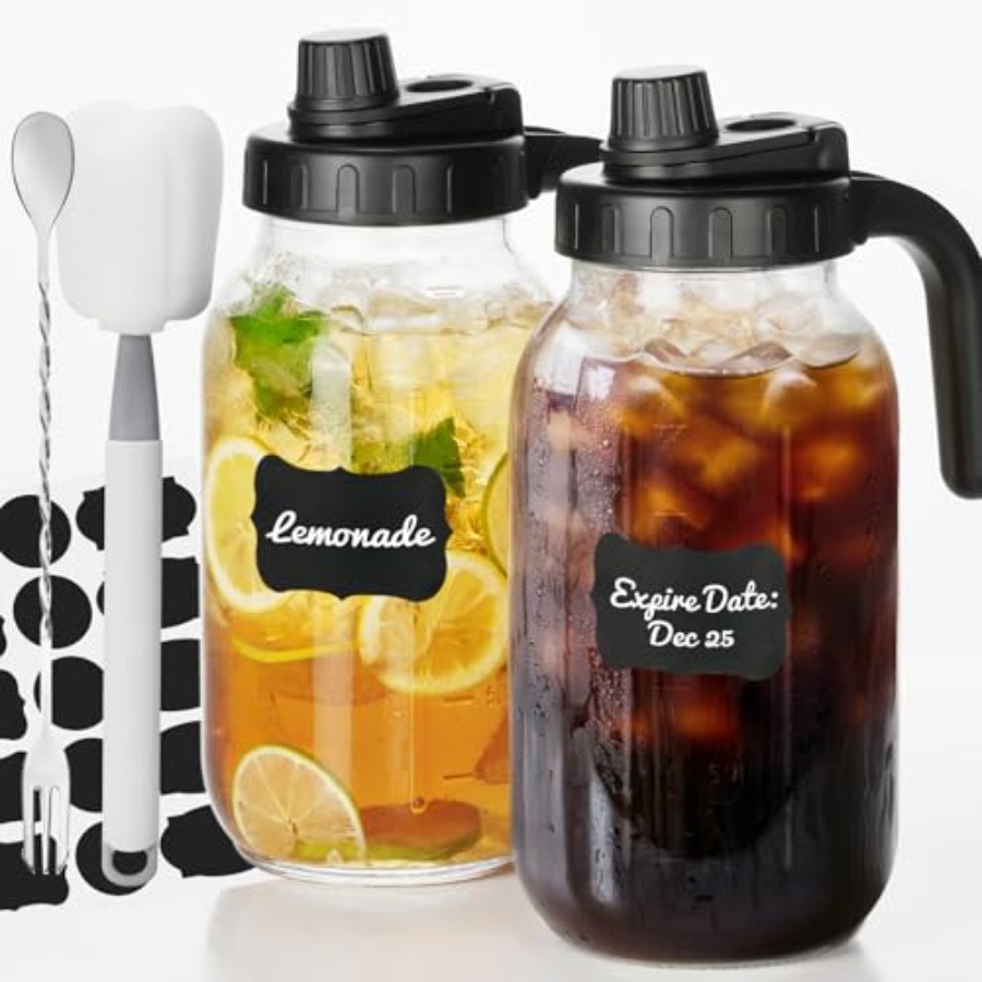 Cold Brew Jar - 2 Pack Mason Jar Pitcher -