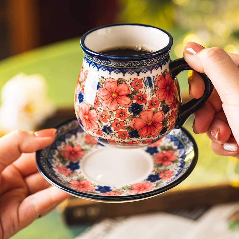 Coffee Tea Jar Set - Bohemian Coffee Cup with Saucer Set,