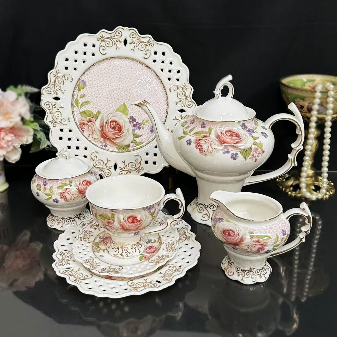 Palace style afternoon tea cof - Coffee Tea Jar Set avaliação e preço
