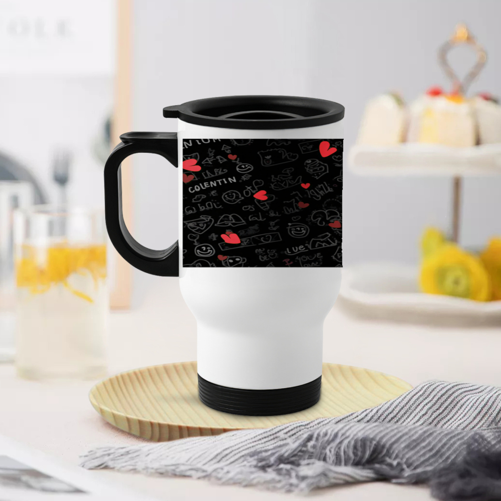 Travel Mug With Chalkboard Des - Coffee Tea Or avaliação e preço
