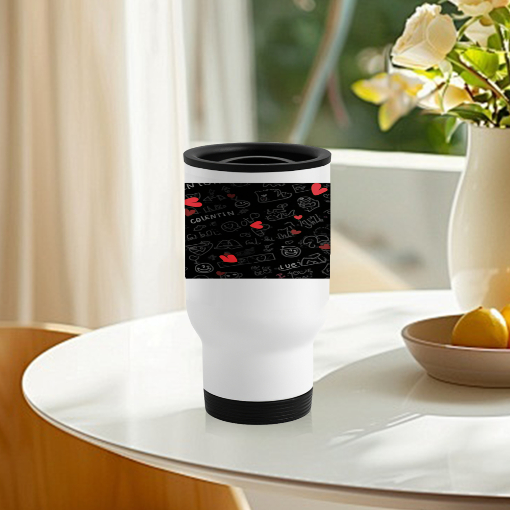 Travel Mug With Chalkboard Des - Coffee Tea Or avaliação e preço