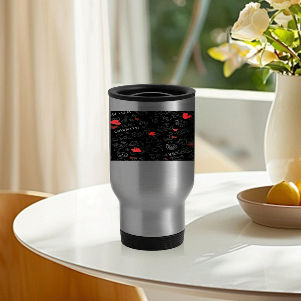 Travel Mug With Chalkboard Des - Coffee Tea Or avaliação e preço