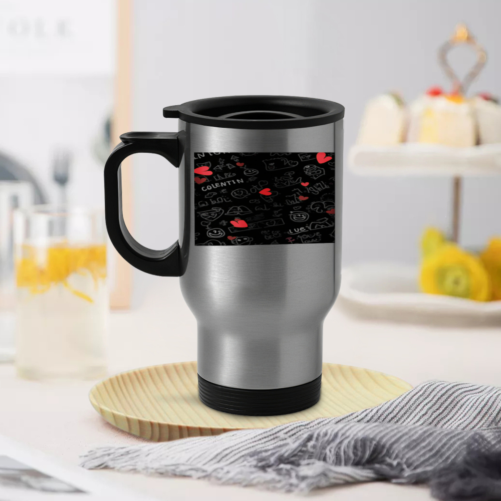 Travel Mug With Chalkboard Des - Coffee Tea Or avaliação e preço