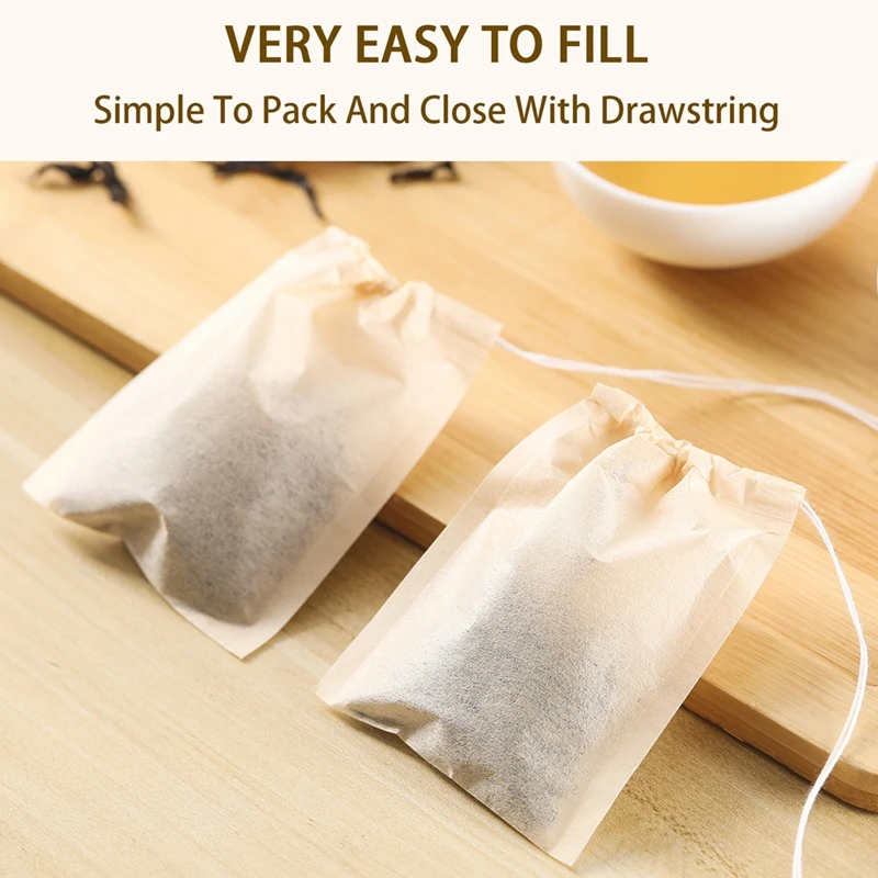 100Pcs Teabags with Drawstring - Coffee Leaves Tea avaliação e preço