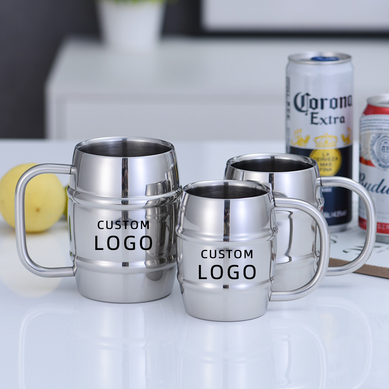 Stainless Steel Beer Cup Laser - Coffee Tea Logo avaliação e preço