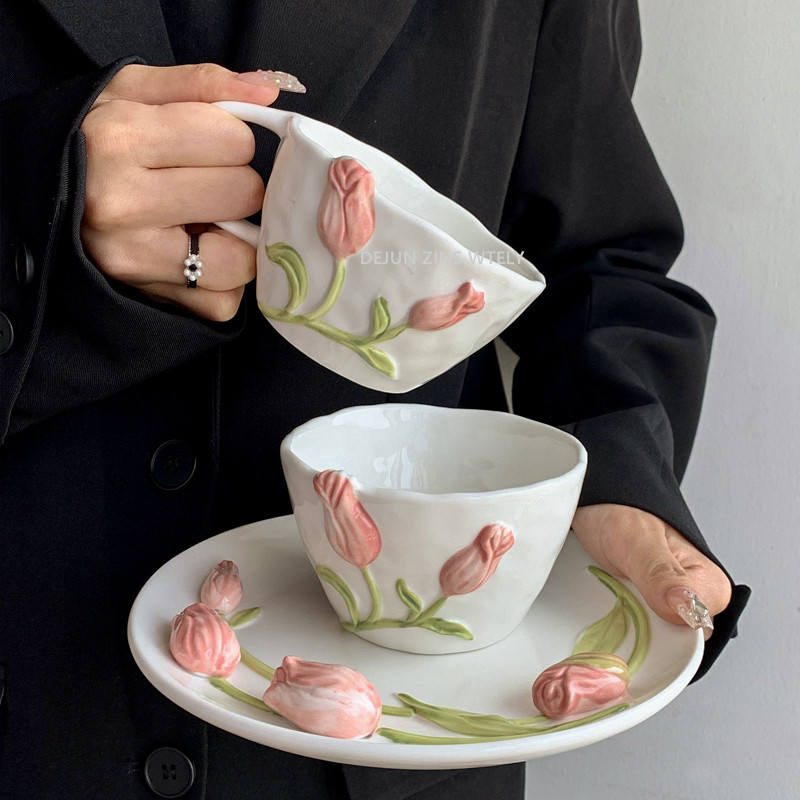 Tulip Ceramic Mug Embossed Flo - Mug Tea Coffee avaliação e preço