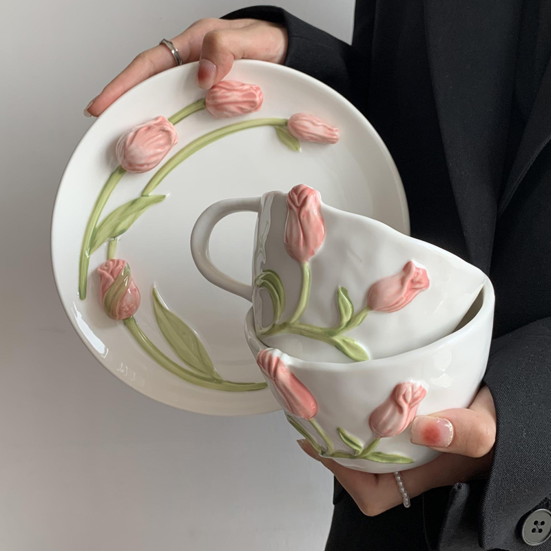 Tulip Ceramic Mug Embossed Flo - Mug Tea Coffee avaliação e preço