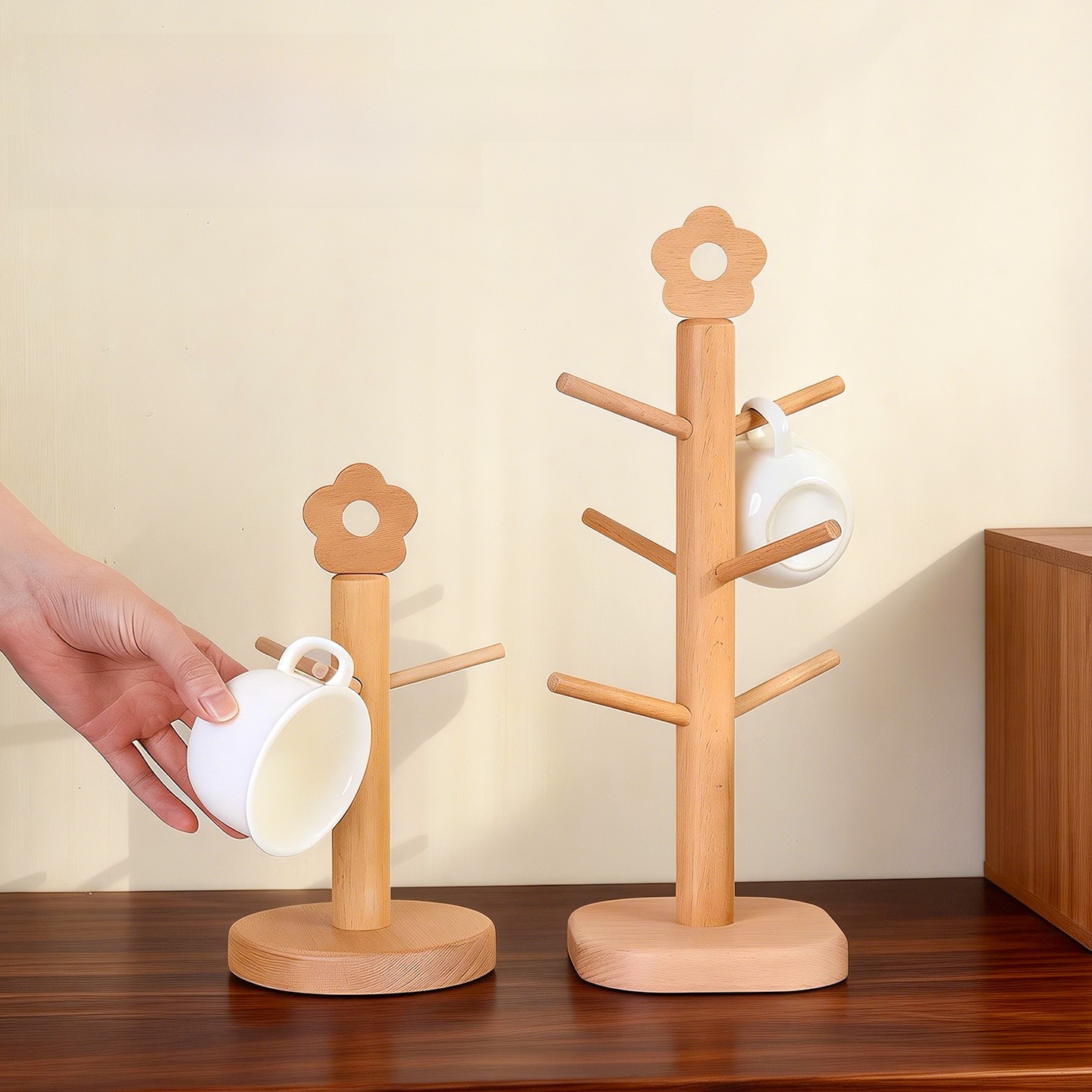 Real Wood Cup Holder Home Use  - Coffee Tea Stand avaliação e preço