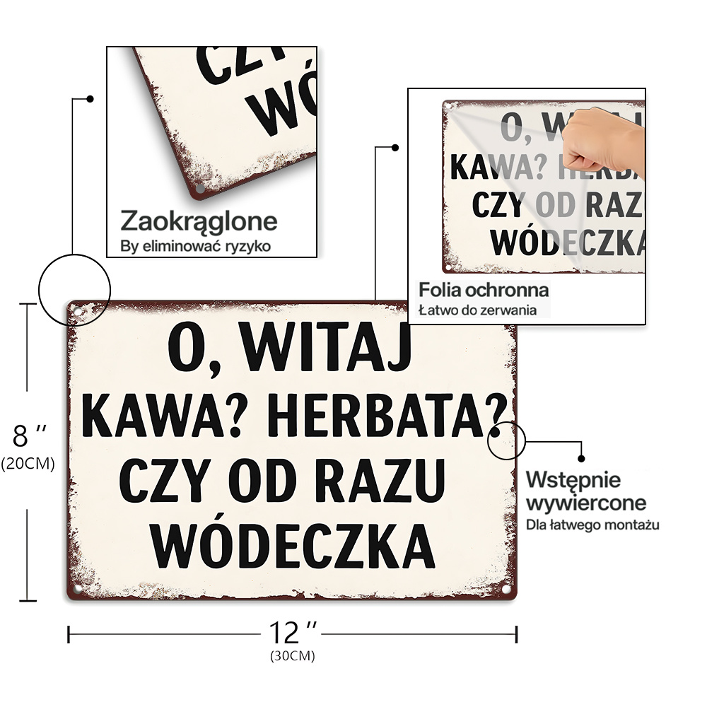 Vintage Metal Sign, Polish Fun - Coffee Tea Vodka avaliação e preço