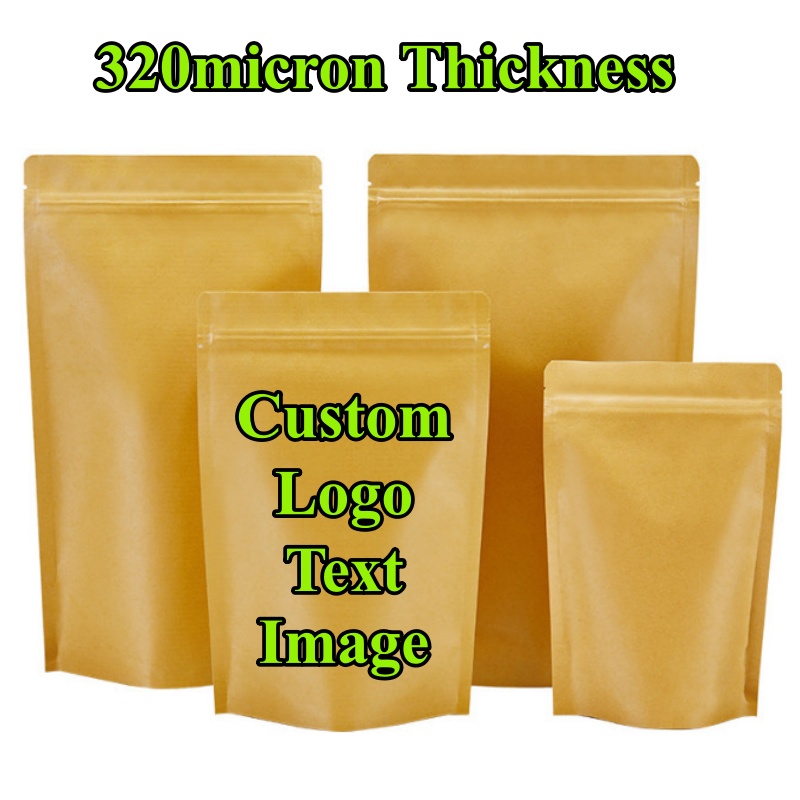 100PCS Stand-up Kraft Paper Fo - Coffee Tea Logo avaliação e preço