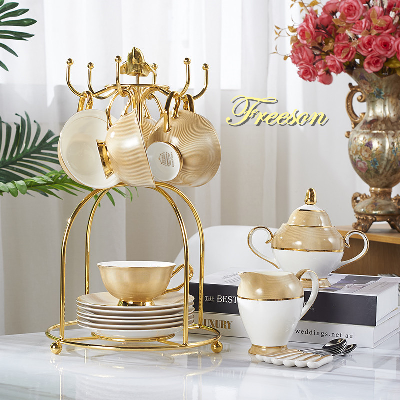Luxury Gold Bone China Coffee  - Coffee Tea Jar Set avaliação e preço