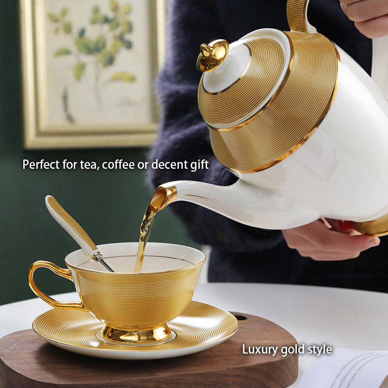 Luxury Gold Bone China Coffee  - Coffee Tea Jar Set avaliação e preço
