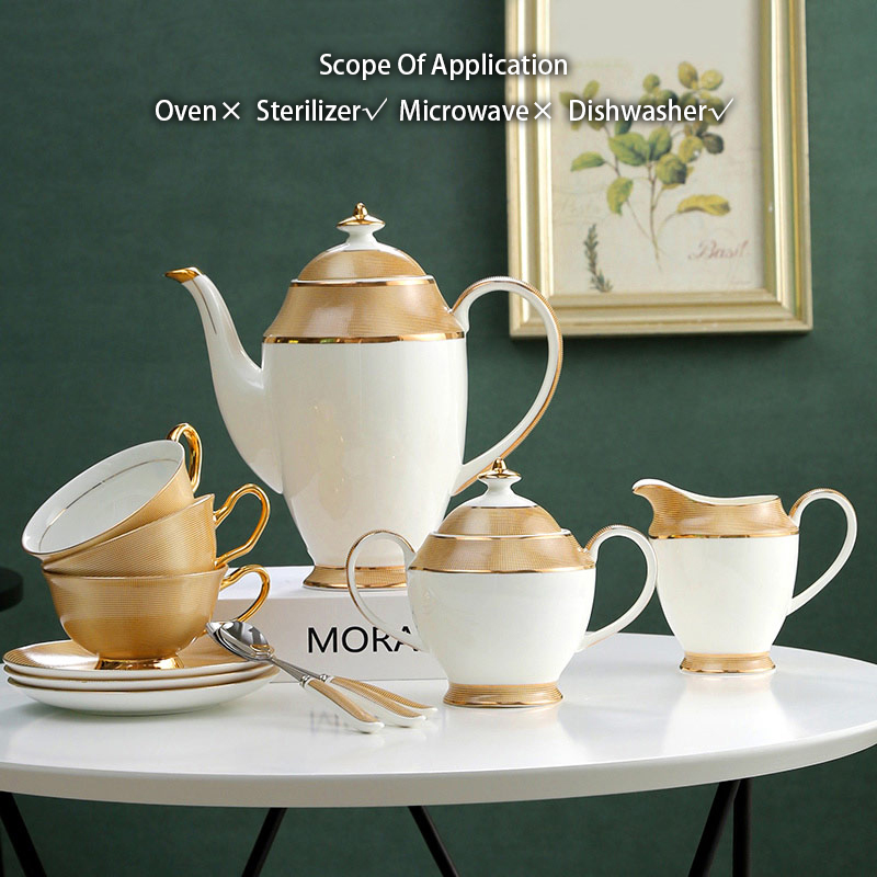Luxury Gold Bone China Coffee  - Coffee Tea Jar Set avaliação e preço