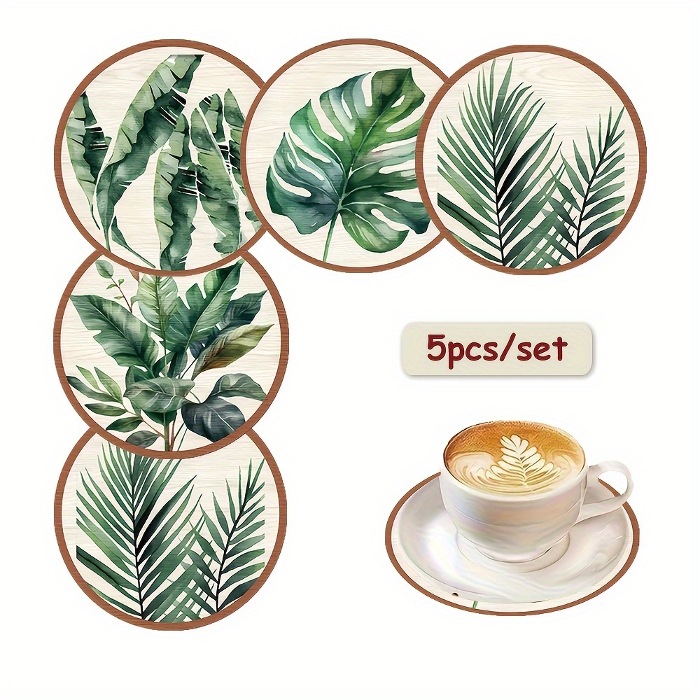2D Flat 5pcs Tropical Plant gr - Coffee Leaves Tea avaliação e preço