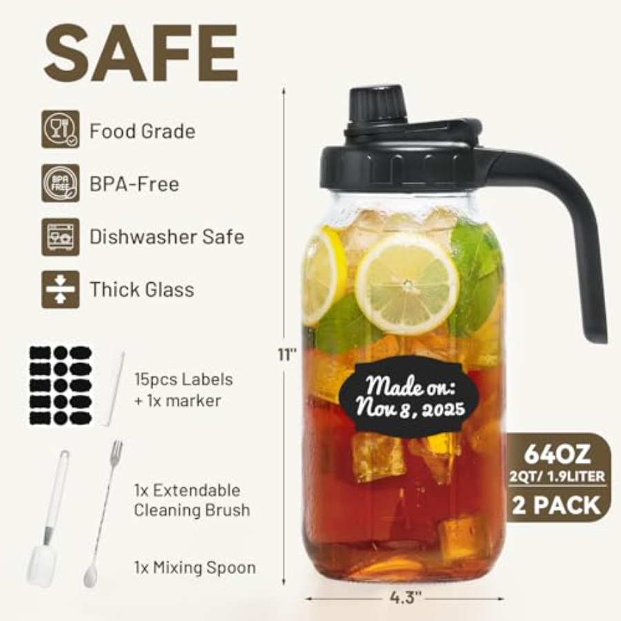 2 Pack Mason Jar Pitcher - Air - Cold Brew Jar avaliação e preço