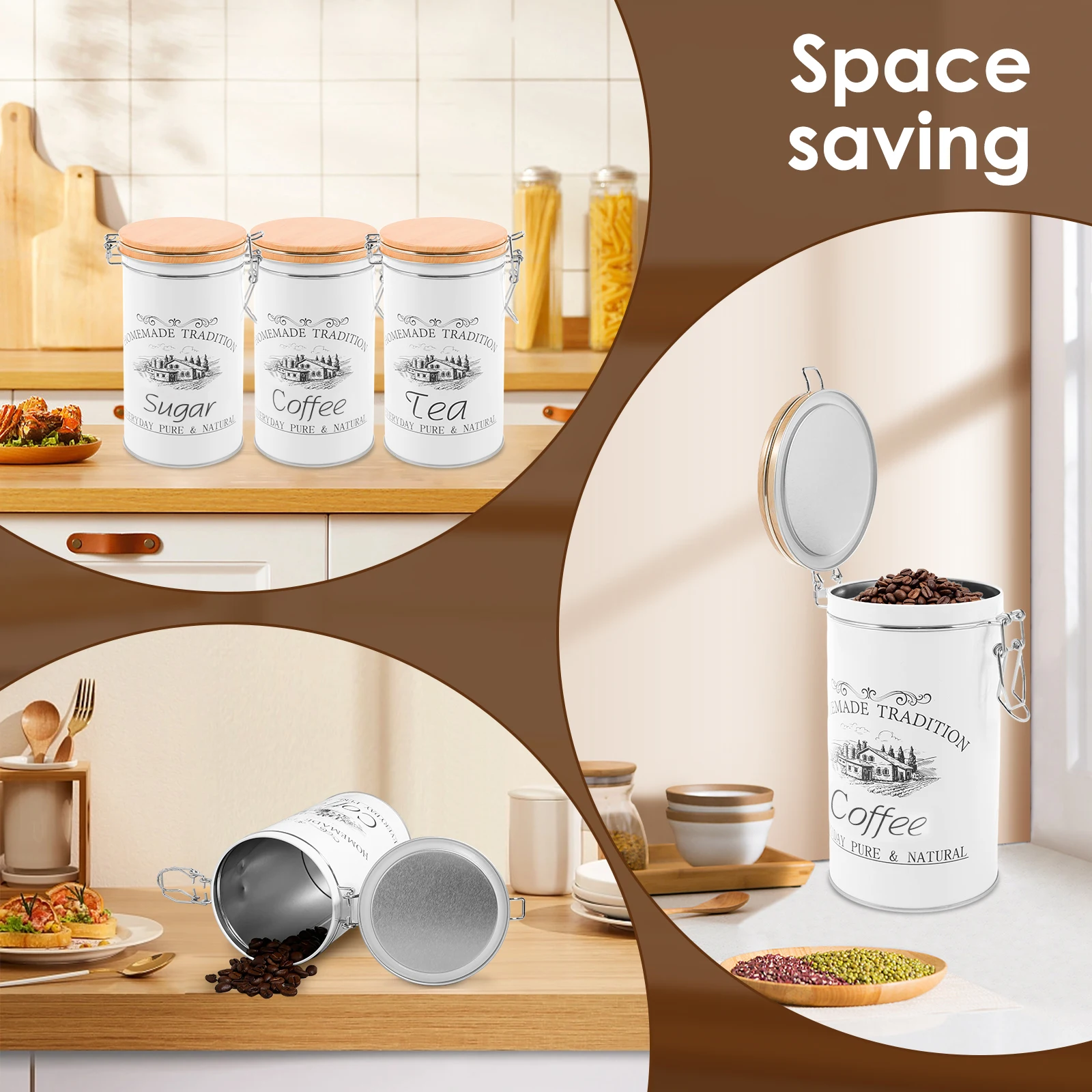 3Pcs/Set Tea Coffee Sugar Cani - Coffee Tea Jar Set avaliação e preço