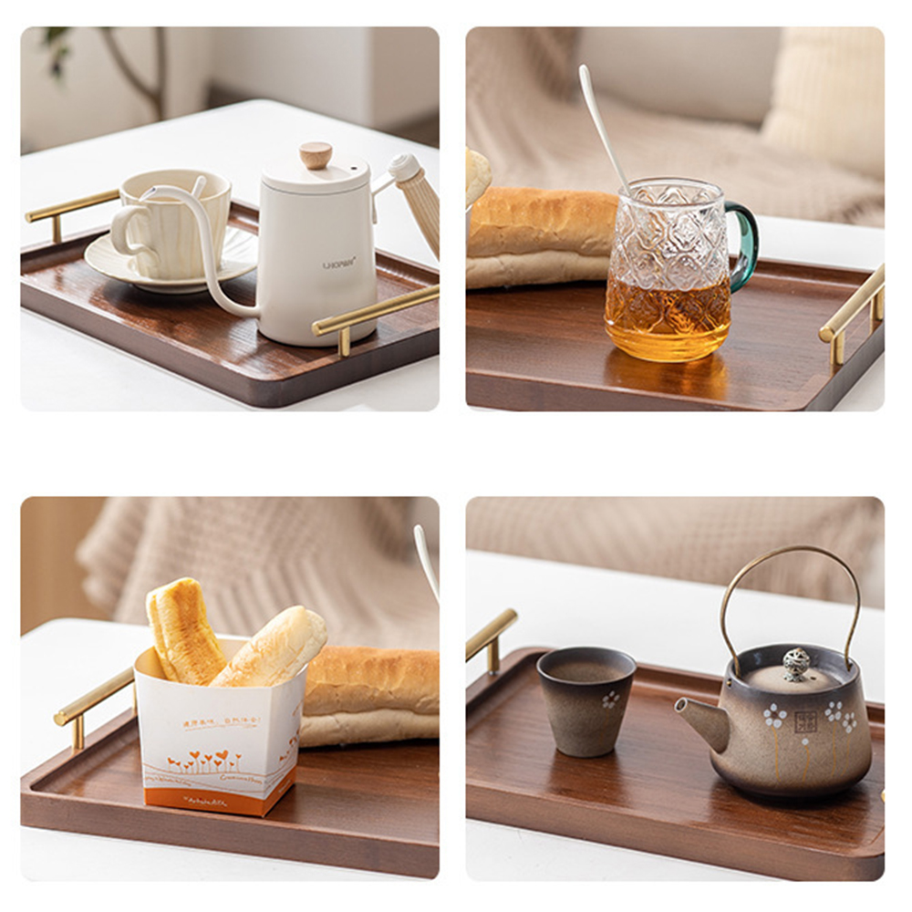Wooden Serving Tray with Handl - Coffee Tea Stand avaliação e preço