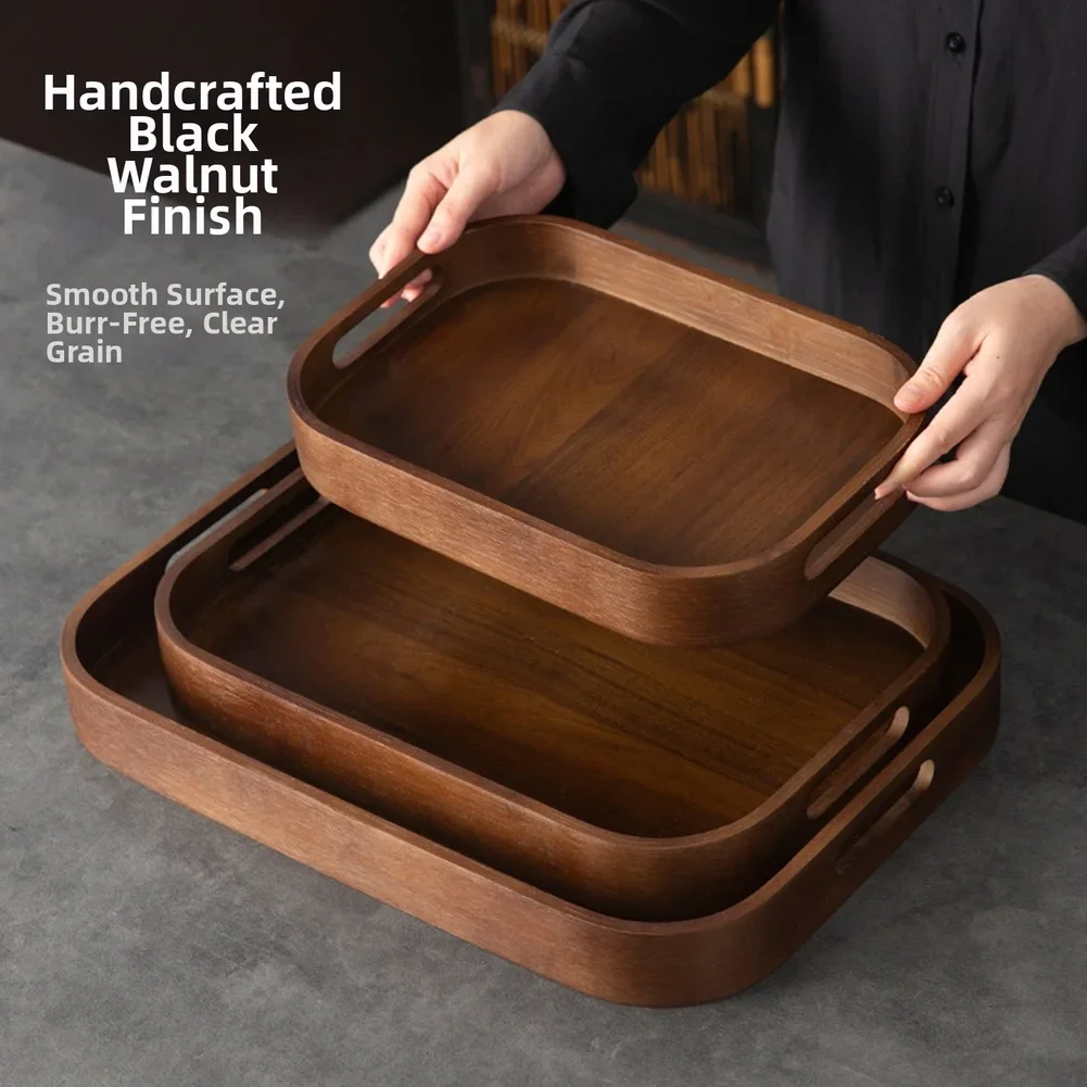 Wooden Tea Tray With Handles M - Coffee Tea Stand avaliação e preço