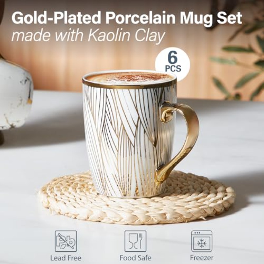 Coffee Mugs 18oz - Gold-Plated - Mug Tea Coffee avaliação e preço